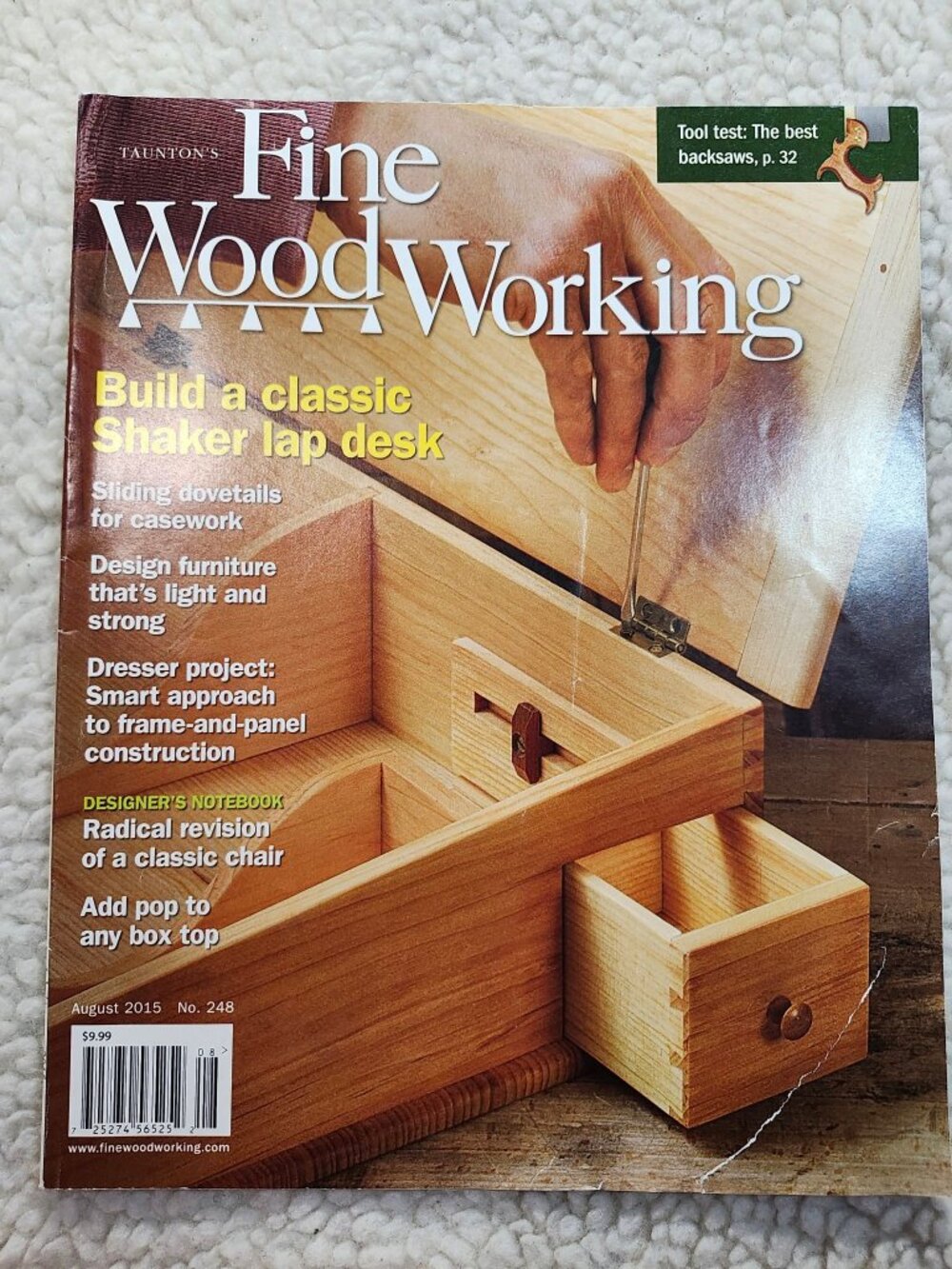 Fine Woodworking Magazine Aug 2015 No 248 Shaker Lap Desk Build Dresser Project